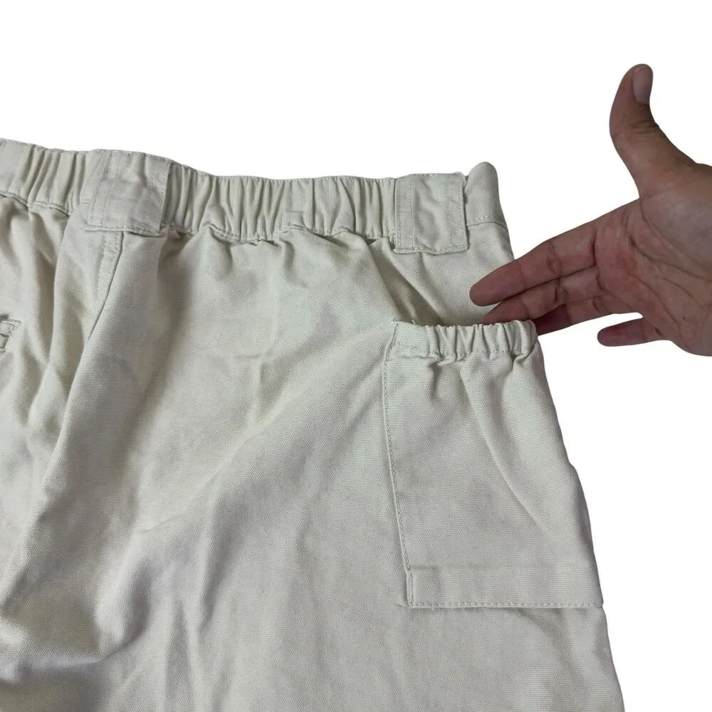 Vintage Columbia PFG Cargo Shorts Mens Medium Beige Cotton Fishing Elastic